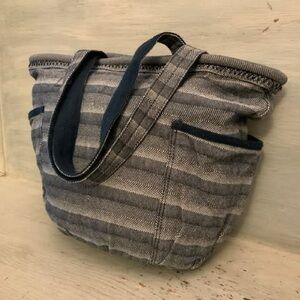 Thirty One Retro Metro Navy Blue Canvas Tote Bag Purse Good Condition